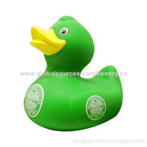 Green Color PVC Duck Toy with Soccer Team Logos Available, Ideal for GiftsNew
